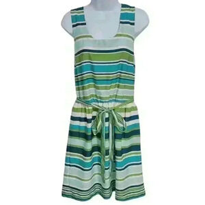 Banana Republic Striped Greeen and Blue Sleeveless Dress